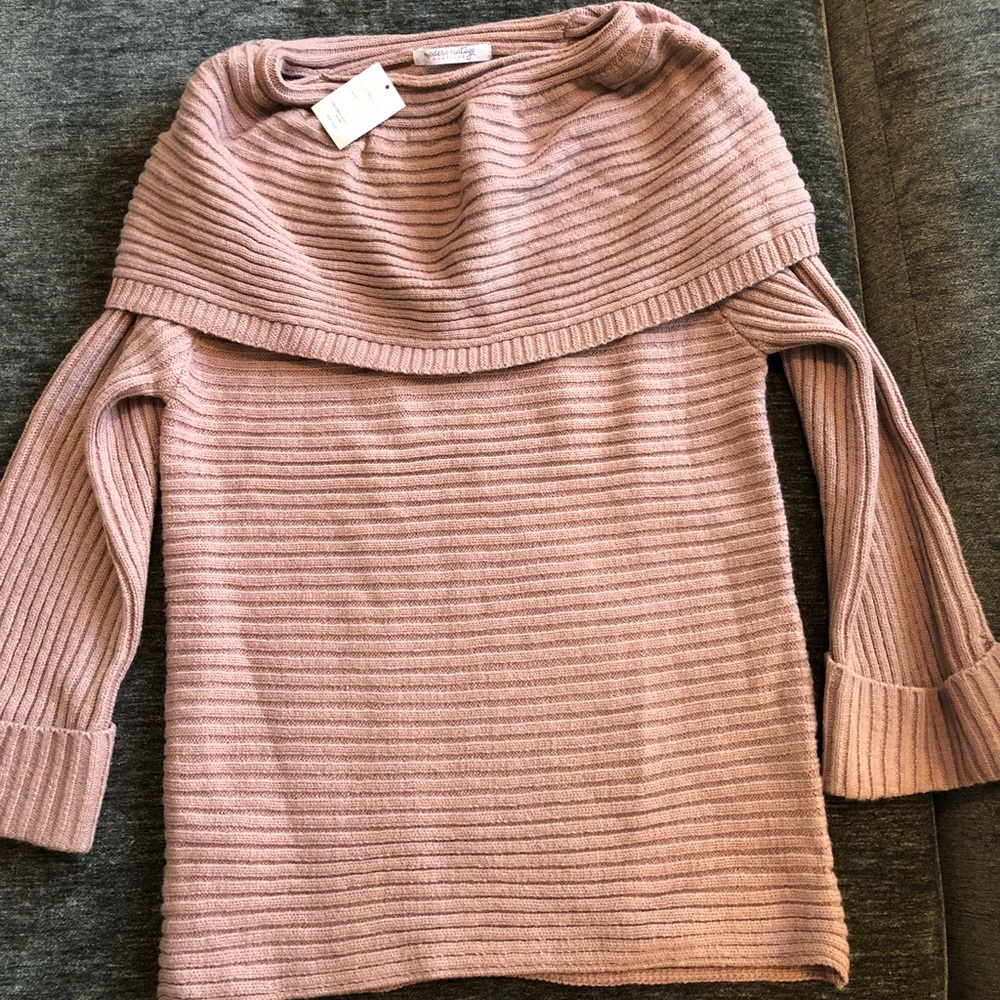 Dusty Rose Knit Cowl Neck Sweater